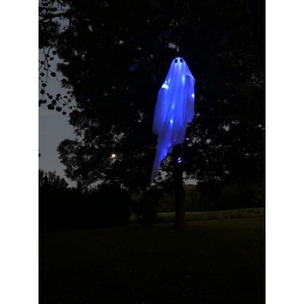 Halloween Hanging Light up Ghost with Spooky Blue LED Light, 47”